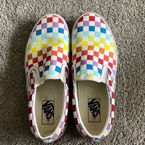 Rainbow Slip-On Checkered Vans